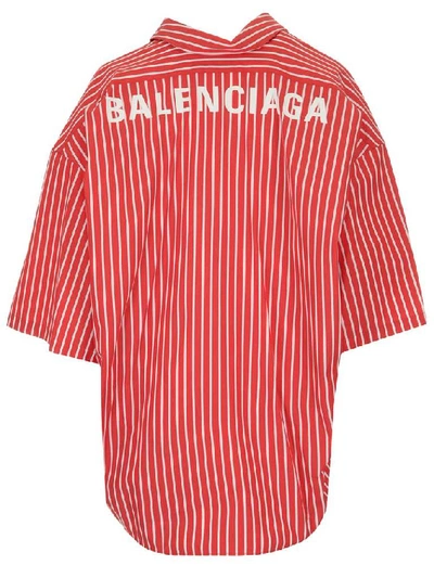 Shop Balenciaga Cocoon Short Sleeve Swing Shirt In Red