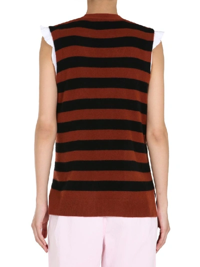 Shop Ganni Striped Knitted Vest In Multi