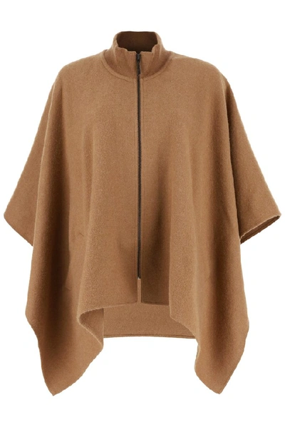 Shop Weekend Max Mara Zip Up Cape In Beige