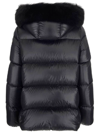 Shop Moncler Fur Trimmed Hooded Down Jacket In Black