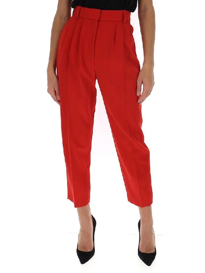 Shop Alexander Mcqueen High Waist Pants In Red