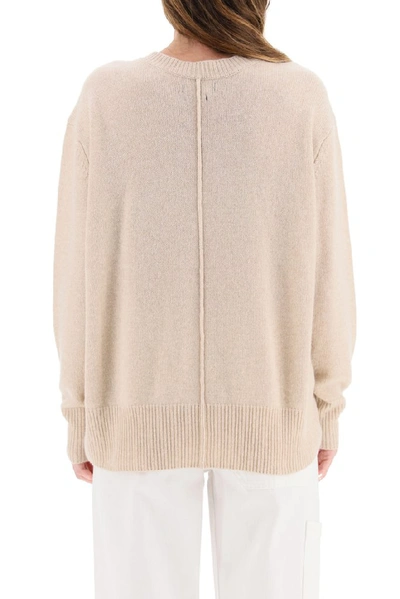 Shop Isabel Marant Crewneck Knitted Sweater In Beige