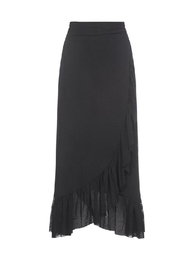 Shop Ganni Midi Wrap Skirt In Black