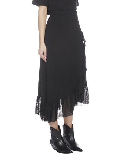 Shop Ganni Midi Wrap Skirt In Black