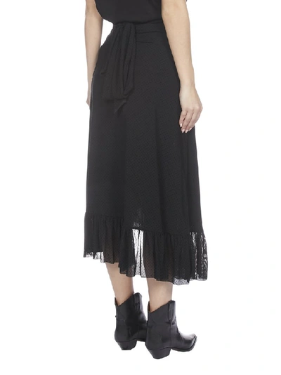 Shop Ganni Midi Wrap Skirt In Black