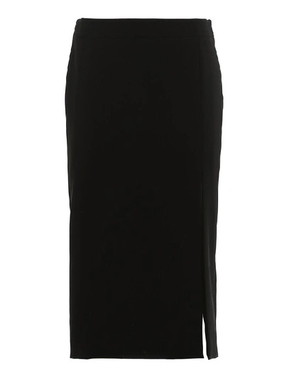 Shop Moschino Side Slit Midi Skirt In Black