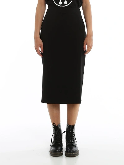 Shop Moschino Side Slit Midi Skirt In Black