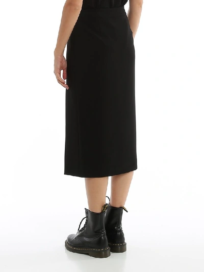 Shop Moschino Side Slit Midi Skirt In Black