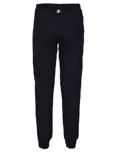 Shop Thom Browne Logo Patch Side Band Sweatpants In Navy