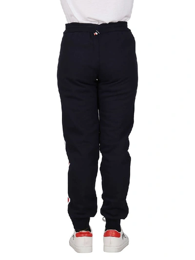 Shop Thom Browne Logo Patch Side Band Sweatpants In Navy