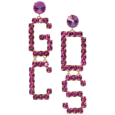 Shop Gcds Mix Strass Logo Earrings In Pink