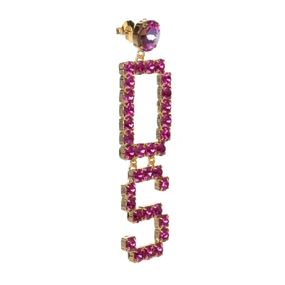 Shop Gcds Mix Strass Logo Earrings In Pink