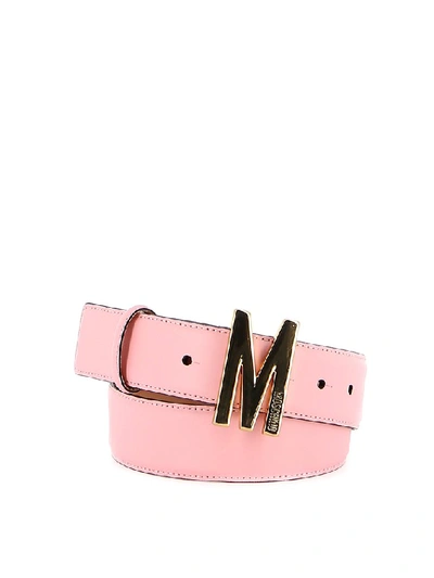 Shop Moschino Monogram Buckle Belt In Pink