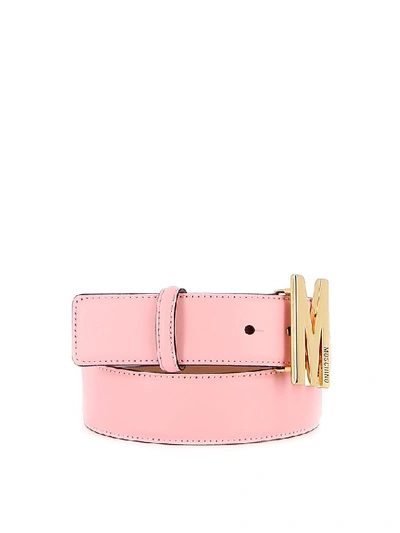 Shop Moschino Monogram Buckle Belt In Pink