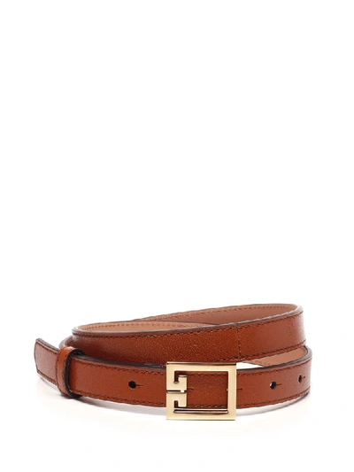 Shop Givenchy Double G Belt In Brown