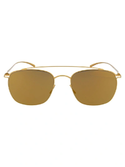 Shop Mykita X Maison Margiela Aviator Sunglasses In Gold