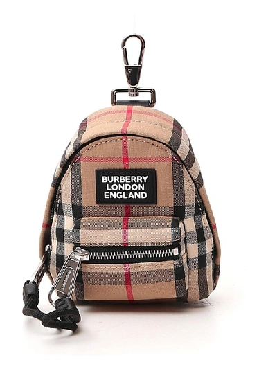 Shop Burberry Vintage Check Backpack Charm In Beige