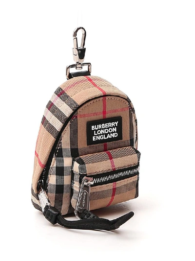 Shop Burberry Vintage Check Backpack Charm In Beige