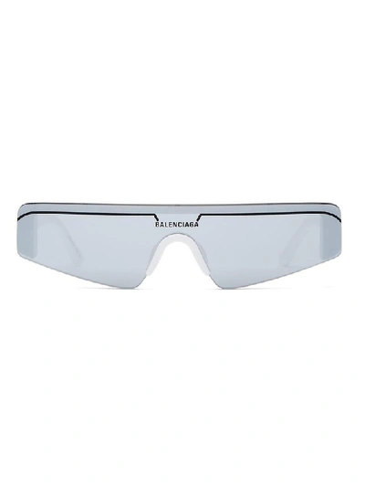 Shop Balenciaga Eyewear Logo Biker Sunglasses In White