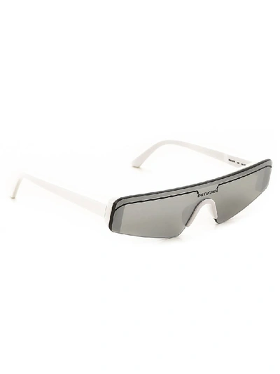 Shop Balenciaga Eyewear Logo Biker Sunglasses In White