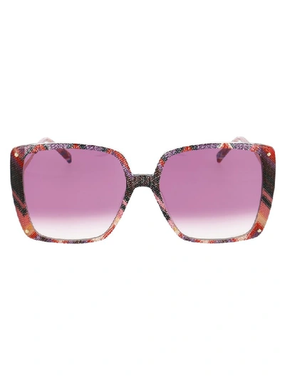 Shop Missoni Squared Framed Sunglasses In Multi