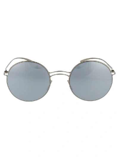 Shop Mykita X Maison Margiela Round Frame Sunglasses In Silver
