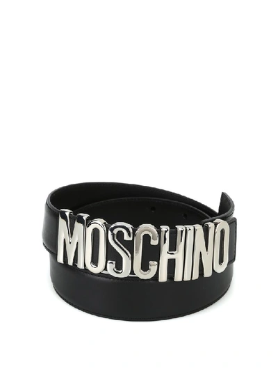 Shop Moschino Logo Buckle Belt In Black