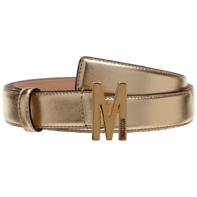 Shop Moschino Monogram Buckle Belt In Gold