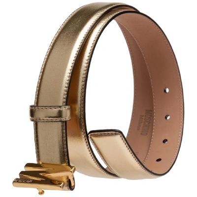 Shop Moschino Monogram Buckle Belt In Gold