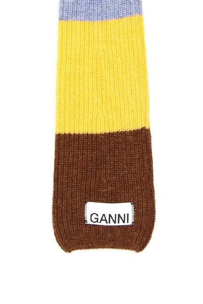 Shop Ganni Colour Block Gloves In Multi