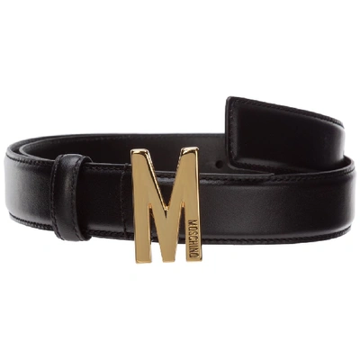 Shop Moschino M Buckle Belt In Black