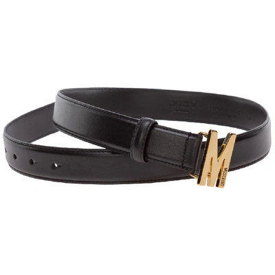Shop Moschino M Buckle Belt In Black