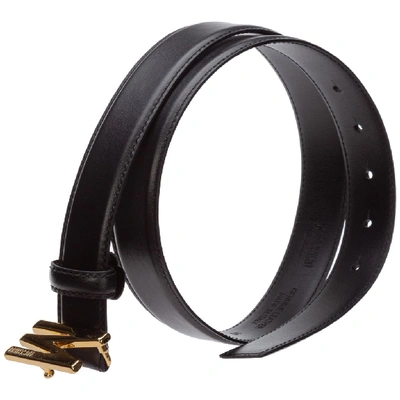 Shop Moschino M Buckle Belt In Black