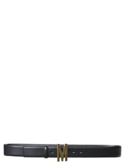 Shop Moschino Monogram Buckle Belt In Black