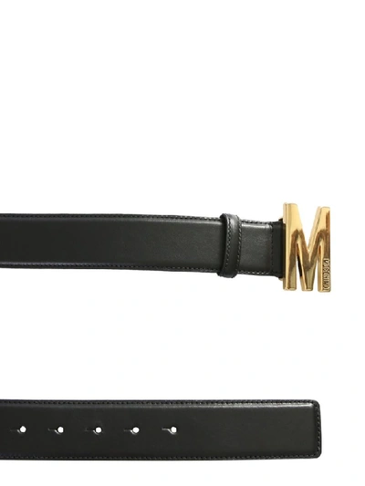 Shop Moschino Monogram Buckle Belt In Black