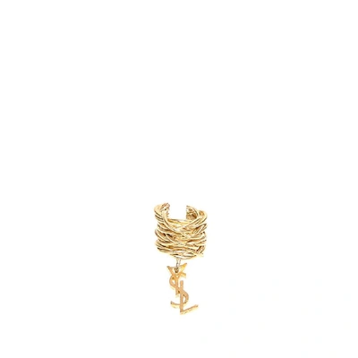 Shop Saint Laurent Opyum Monogram Ear Jewel In Gold