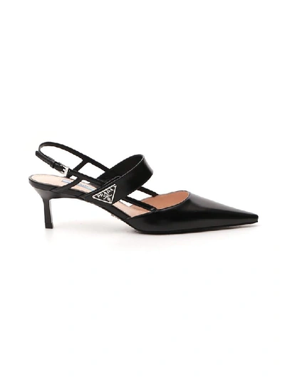 Shop Prada Slingback Pointed In Black