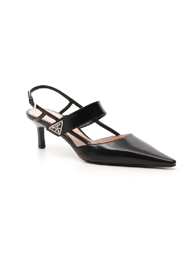 Shop Prada Slingback Pointed In Black