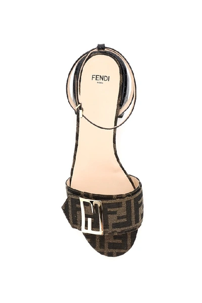 Shop Fendi Ff Motif Sandals In Brown