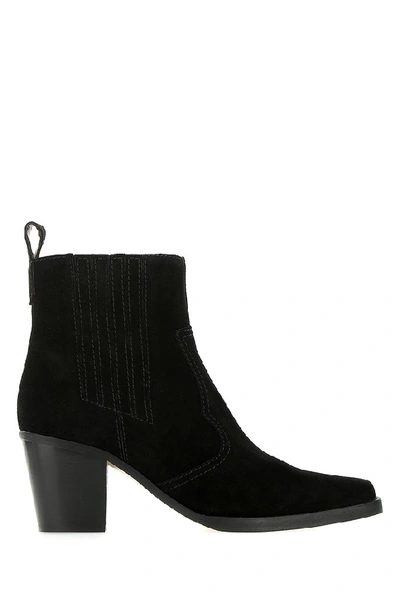 Shop Ganni Western Ankle Boots In Black