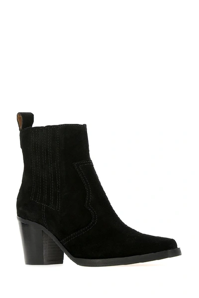 Shop Ganni Western Ankle Boots In Black