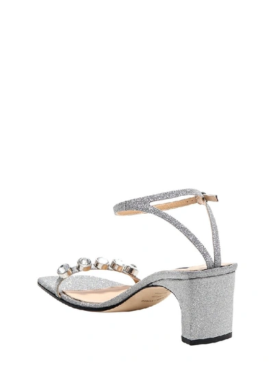 Shop Sergio Rossi Sr1 Glitter Sandals In Silver