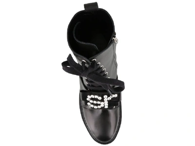 Shop Sergio Rossi Sr Embellished Lace Up Boots In Black
