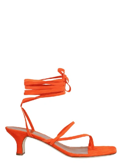 Shop Paris Texas Lace Up Sandals In Orange