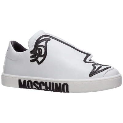 Shop Moschino Woman's Drawing Sneakers In White