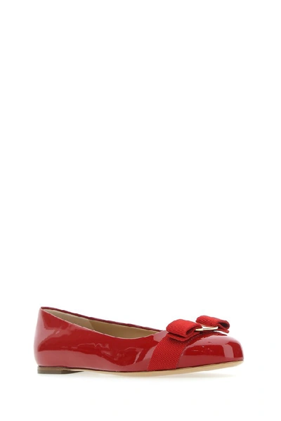 Shop Ferragamo Salvatore  Varina Ballerina Flats In Red