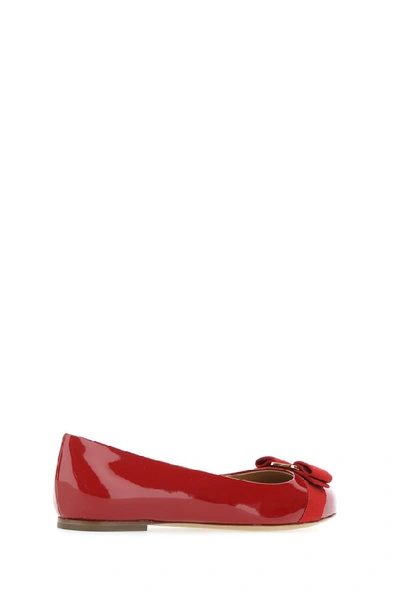 Shop Ferragamo Salvatore  Varina Ballerina Flats In Red