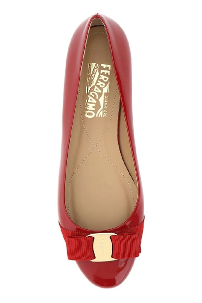 Shop Ferragamo Salvatore  Varina Ballerina Flats In Red