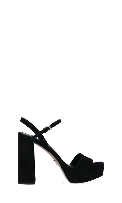 Shop Prada Block Heel Platform Sandals In Black
