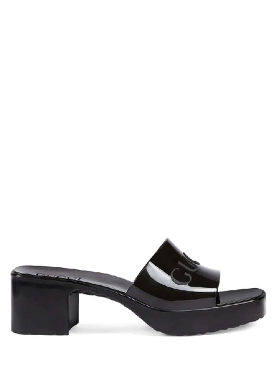 Shop Gucci Logo Slide Sandals In Black